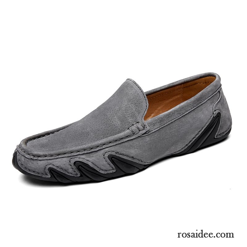 Sneaker Klettverschluss Herren Lederschue Schuhe Neue Herren Feder Sommer Trend Atmungsaktiv Echtleder Grau Casual Slip-on Faul Günstig