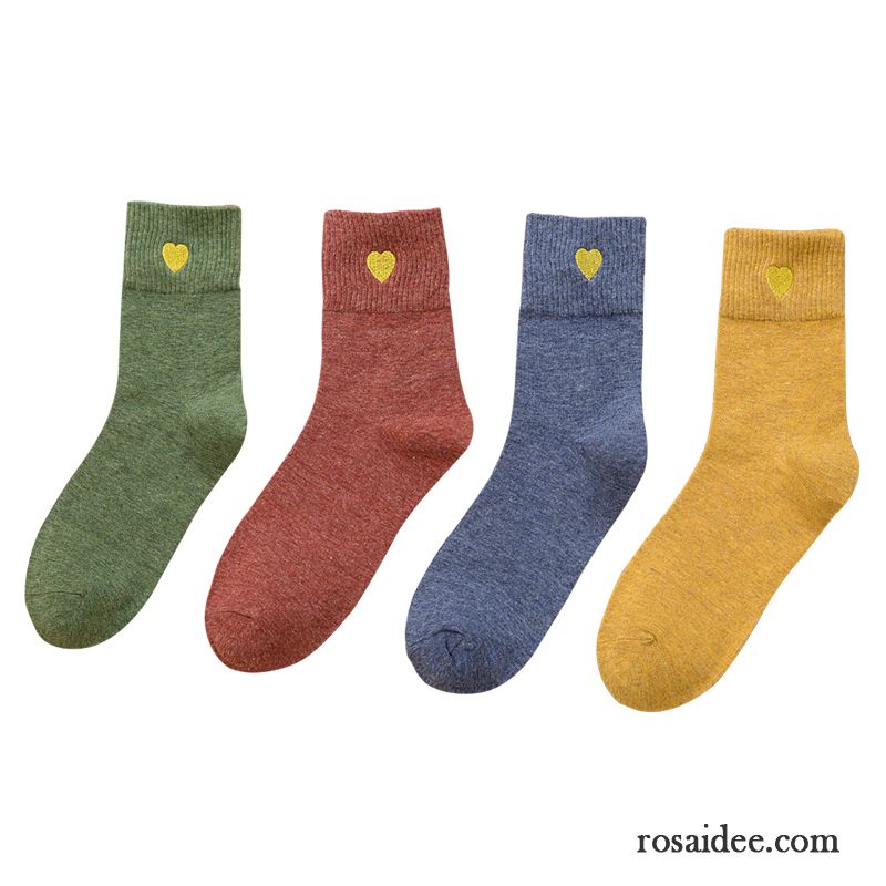 Socken Damen Liebe Winter 100% Baumwolle Mid Retro Herbst Grün