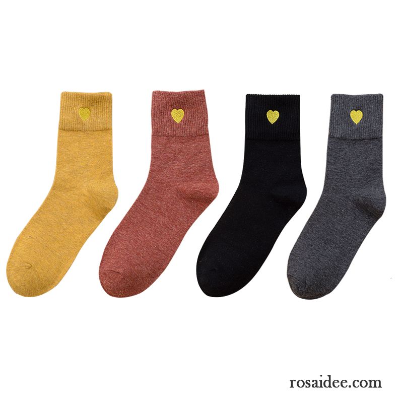 Socken Damen Liebe Winter 100% Baumwolle Mid Retro Herbst Grün