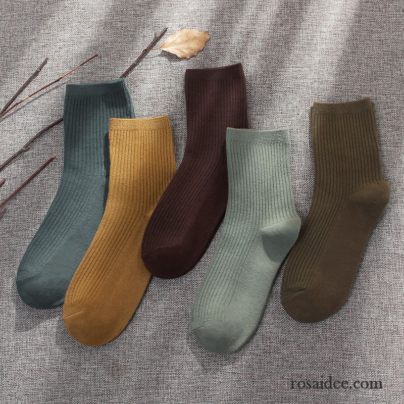 Socken Damen Sport Retro Winter Herbst Vier Jahreszeiten Baumwollsocken Mischfarben Blau