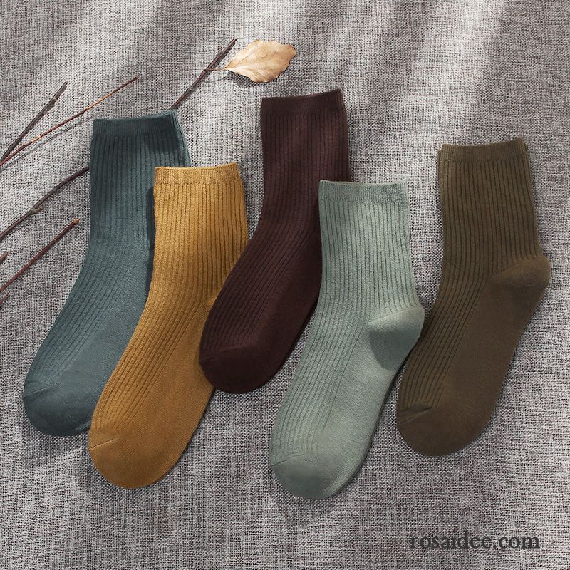 Socken Damen Sport Retro Winter Herbst Vier Jahreszeiten Baumwollsocken Mischfarben Blau