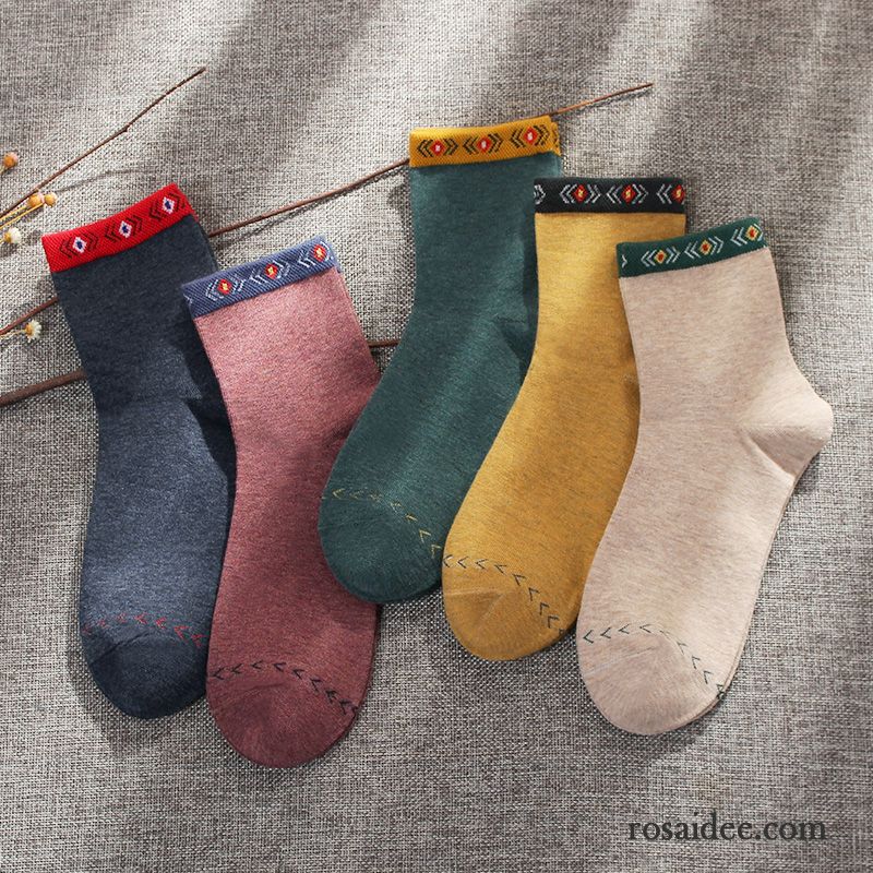 Socken Damen Vier Jahreszeiten Baumwollsocken Lange Socke Winter Trend Mid Blau