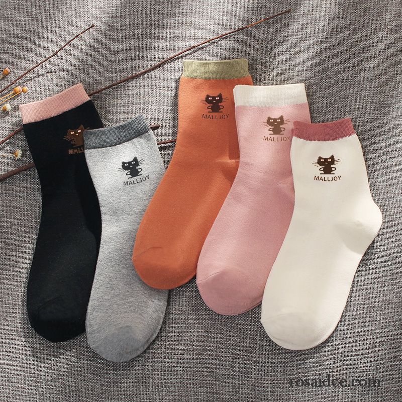 Socken Damen Vier Jahreszeiten Baumwollsocken Lange Socke Winter Trend Mid Blau