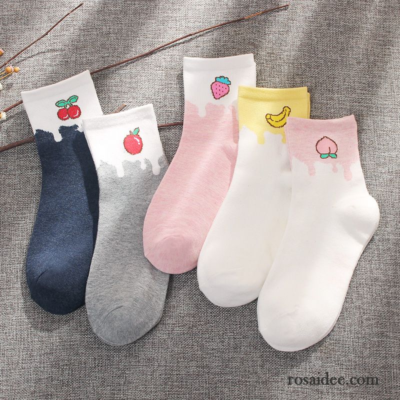 Socken Damen Vier Jahreszeiten Baumwollsocken Lange Socke Winter Trend Mid Blau