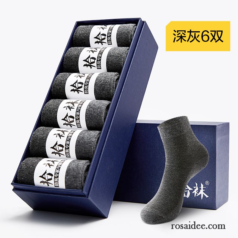 Socken Herren Business Frühling Mesh Baumwollsocken Mid Atmungsaktiv Grau