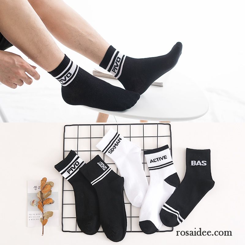 Socken Herren Deodorant Lange Socke Trend Buchstaben Baumwolle Mid Schwarz