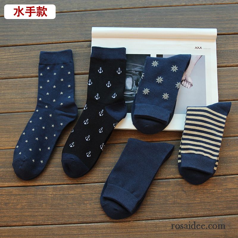 Socken Herren Vier Jahreszeiten Baumwolle Mid Schweiß Winter Herbst Blau