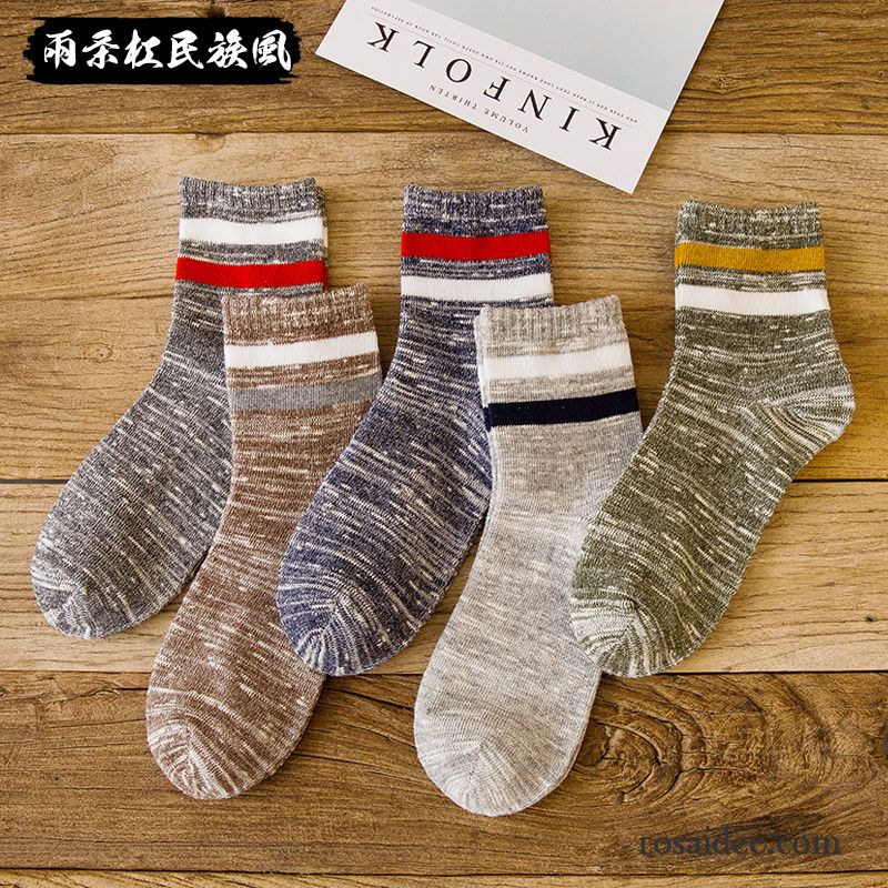 Socken Herren Vier Jahreszeiten Baumwolle Mid Schweiß Winter Herbst Blau