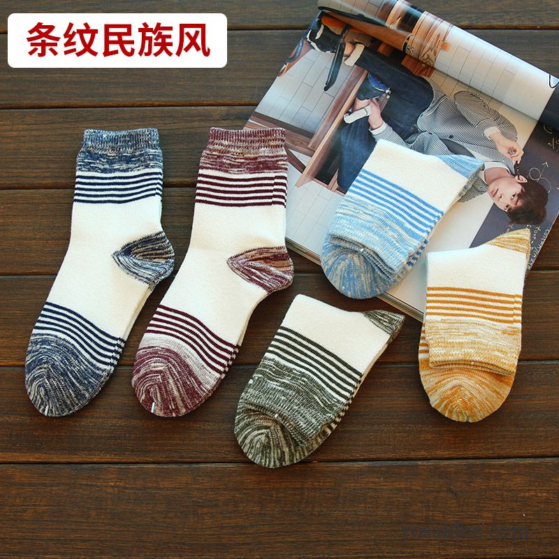 Socken Herren Vier Jahreszeiten Baumwolle Mid Schweiß Winter Herbst Blau