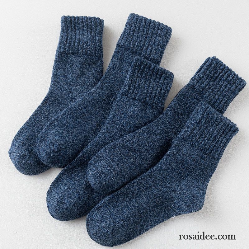 Socken Herren Warm Halten Baumwollsocken Winter Handtuch Lange Socke Dicke Blau