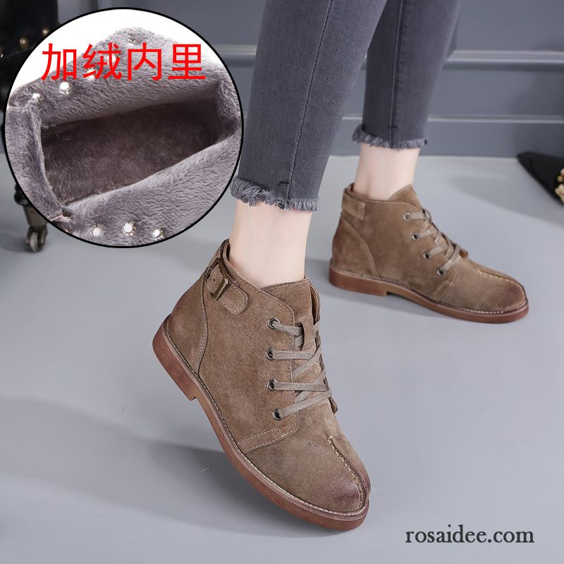 Sommerschuhe Damen England Schüler Plus Samt Damen Kurze Martin Stiehlt Herbst Schnürung Retro Flache Schuhe Winter Echtleder Kaufen