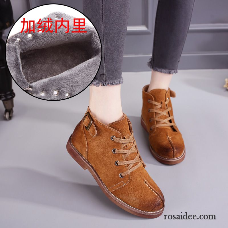 Sommerschuhe Damen England Schüler Plus Samt Damen Kurze Martin Stiehlt Herbst Schnürung Retro Flache Schuhe Winter Echtleder Kaufen