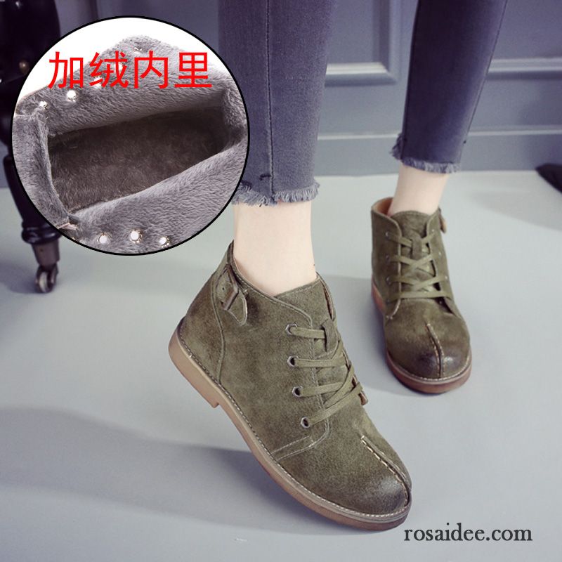 Sommerschuhe Damen England Schüler Plus Samt Damen Kurze Martin Stiehlt Herbst Schnürung Retro Flache Schuhe Winter Echtleder Kaufen