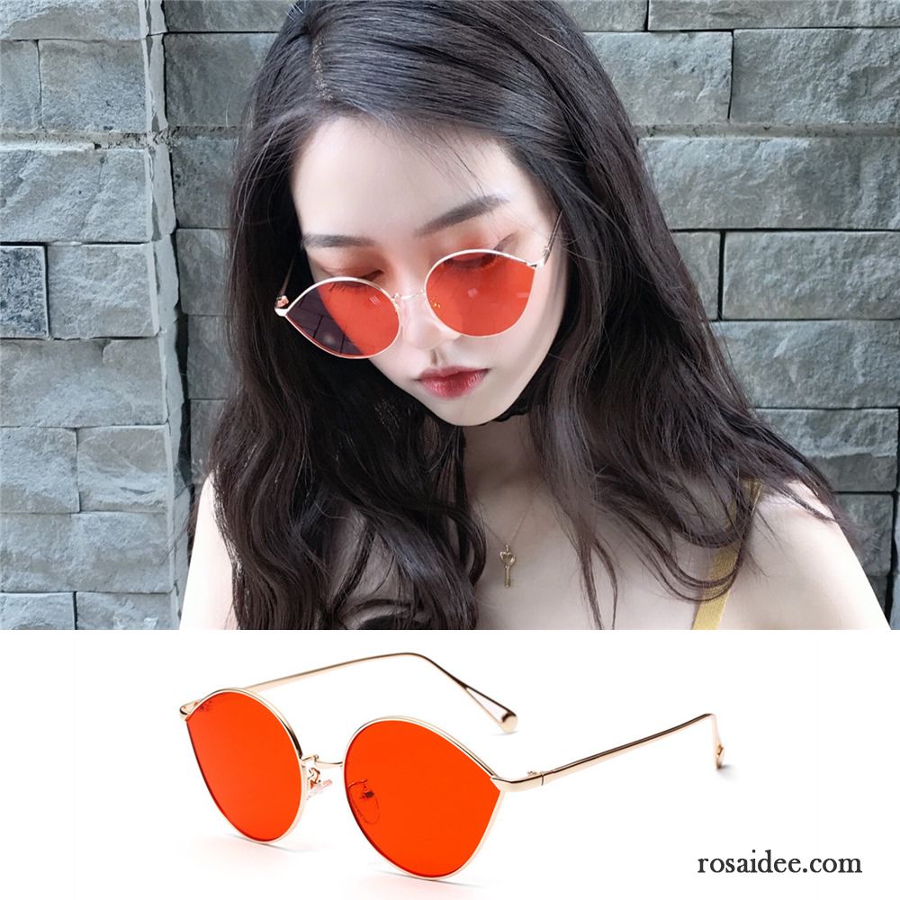 Sonnenbrille Damen Straßenschlag Mesh Retro Runde Trend Sonnenbrillen Rot Orange