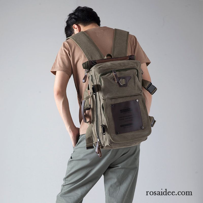 Sporttaschen Herren Hohe Kapazität Segeltuch Multifunktion Rucksack Rucksäck Freizeit Army Grün