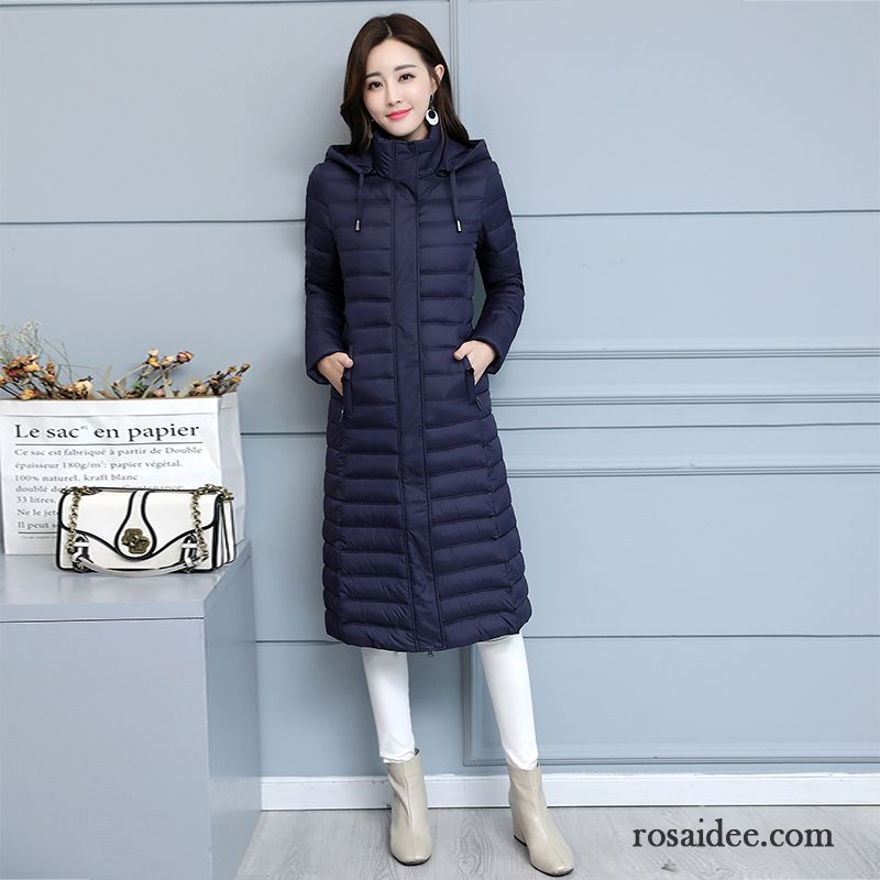 Steppjacke Blau Damen Mit Kapuze Langer Abschnitt Warme Schlank Überzieher Baumwollgepolsterte Dünn Militärgrün Baumwolle Damen Licht Neu Kaufen