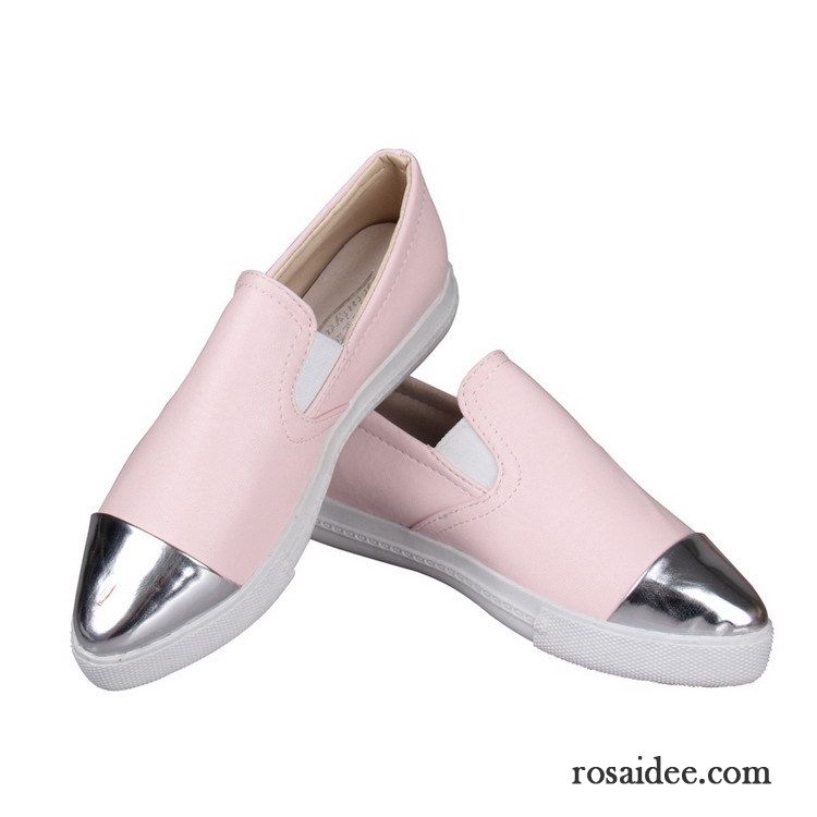 Leder Damen Halbschuhe Metall Feder Weiß Schwarz Damen Dicke Sohle Faul Rosa Casual Neue Sommer Günstig