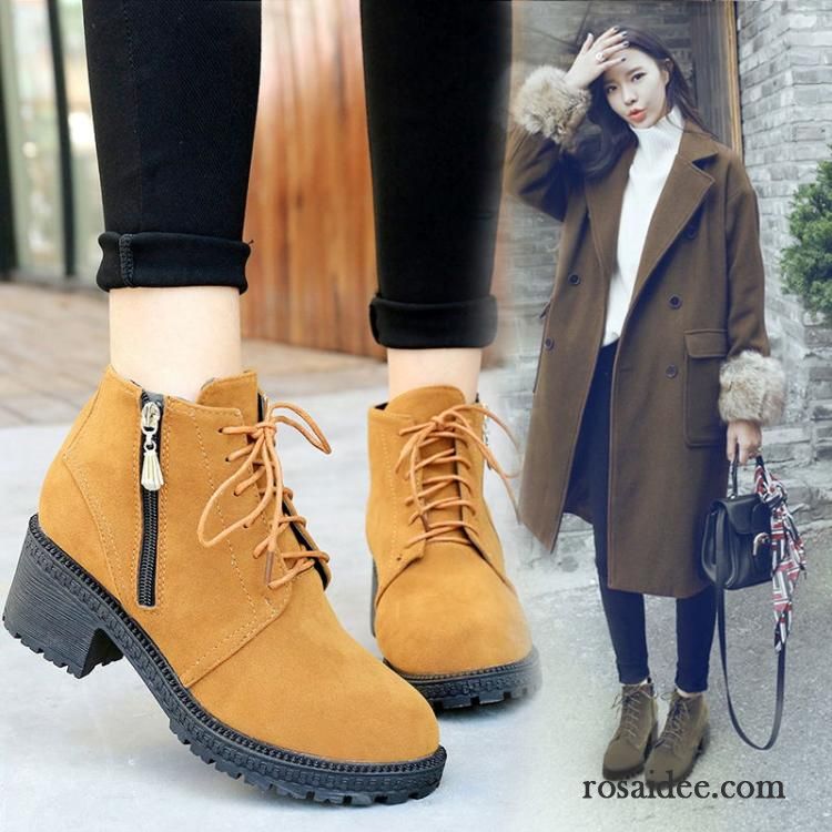 Schmalem Schaft Gefrostet Plus Samt Herbst Schuhe Winter Martin Stiehlt Dick Kurze Neue England Damen Rabatt