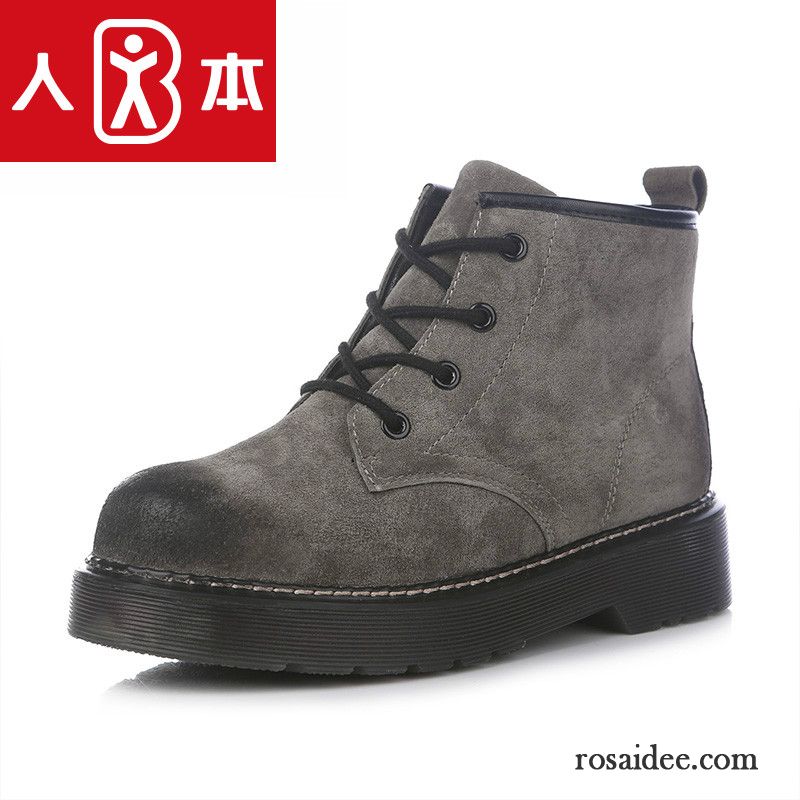 Schwarz Flach Retro Baumwolle Schuhe Herbst Martin Stiehlt Kurze Damen England Schnürung Winter Plus Samt Verkaufen