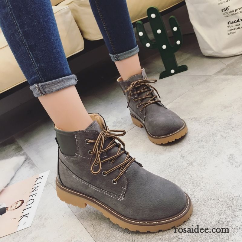 Stiefeletten Braun Damen Schuhe Plus Samt Flache Damen Winter Martin Stiehlt Retro Echtleder Trend England Neue Herbst Kurze Günstig