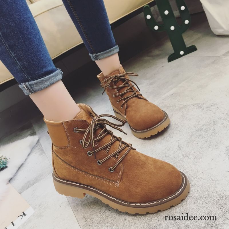 Stiefeletten Braun Damen Schuhe Plus Samt Flache Damen Winter Martin Stiehlt Retro Echtleder Trend England Neue Herbst Kurze Günstig