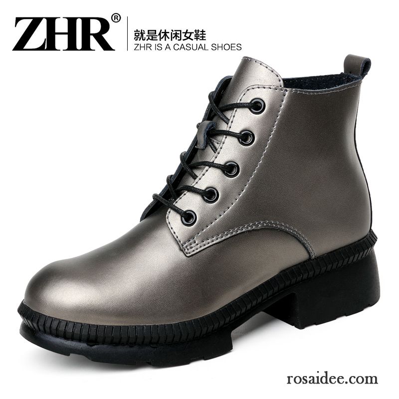 Stiefeletten Leder Damen Echtleder Dick Winter Neue Schuhe Kurze Herbst Damen Trend Martin Stiehlt Günstig