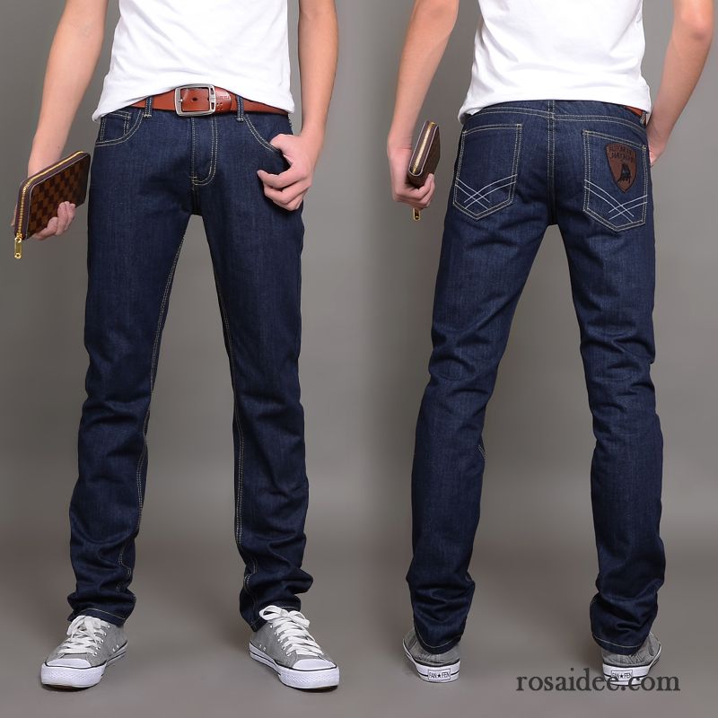 Stretch Jeans Herren Günstig Lose Trend Herbst Jugend Gerade Dunkel Blau Jeans Lange Freizeit Hose Neu Herren Große Größe