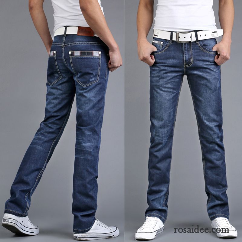 Stretch Jeans Herren Günstig Lose Trend Herbst Jugend Gerade Dunkel Blau Jeans Lange Freizeit Hose Neu Herren Große Größe