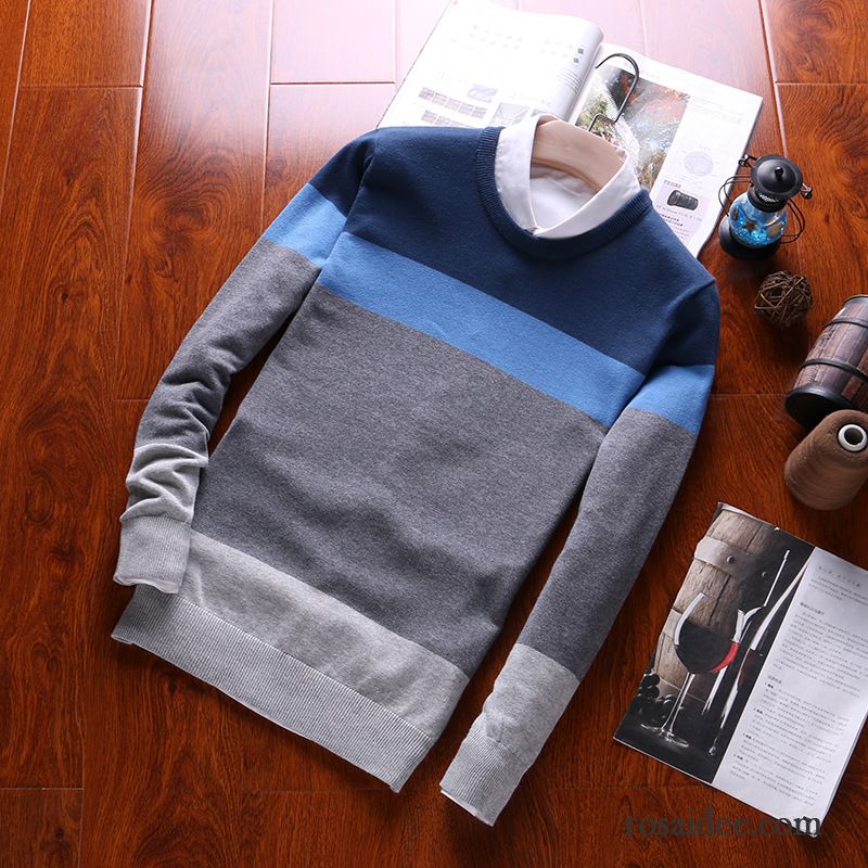 Sweatshirt Schwarz Herren Jugend Lange Ärmel Pullover Schüler Strickwaren Herren Rundhals Herbst Trend Schlank