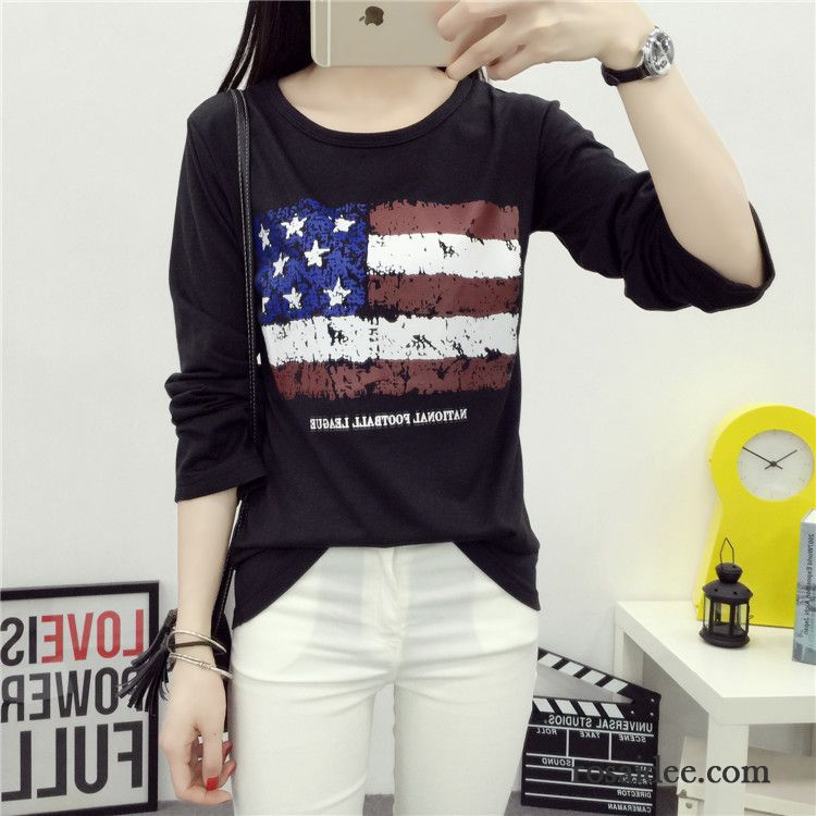 T Shirt Rot Weiß Gestreift Damen Damen Lange Ärmel Große Größe Rundausschnitt Mode Lose T-shirts Herbst Hoodies Günstig