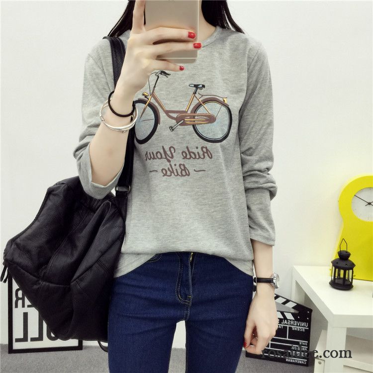 T Shirt Rot Weiß Gestreift Damen Damen Lange Ärmel Große Größe Rundausschnitt Mode Lose T-shirts Herbst Hoodies Günstig