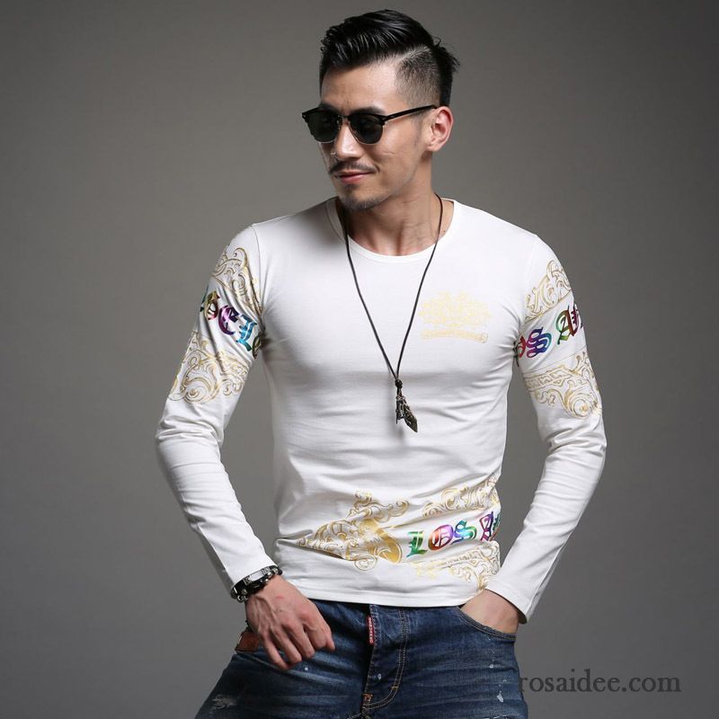 T Shirts Kaufen Online Sport Chinesischer Stil Allgleiches Schlank Unteres Hemd T-shirts Mode Herren Drucken Lange Ärmel Kaufen