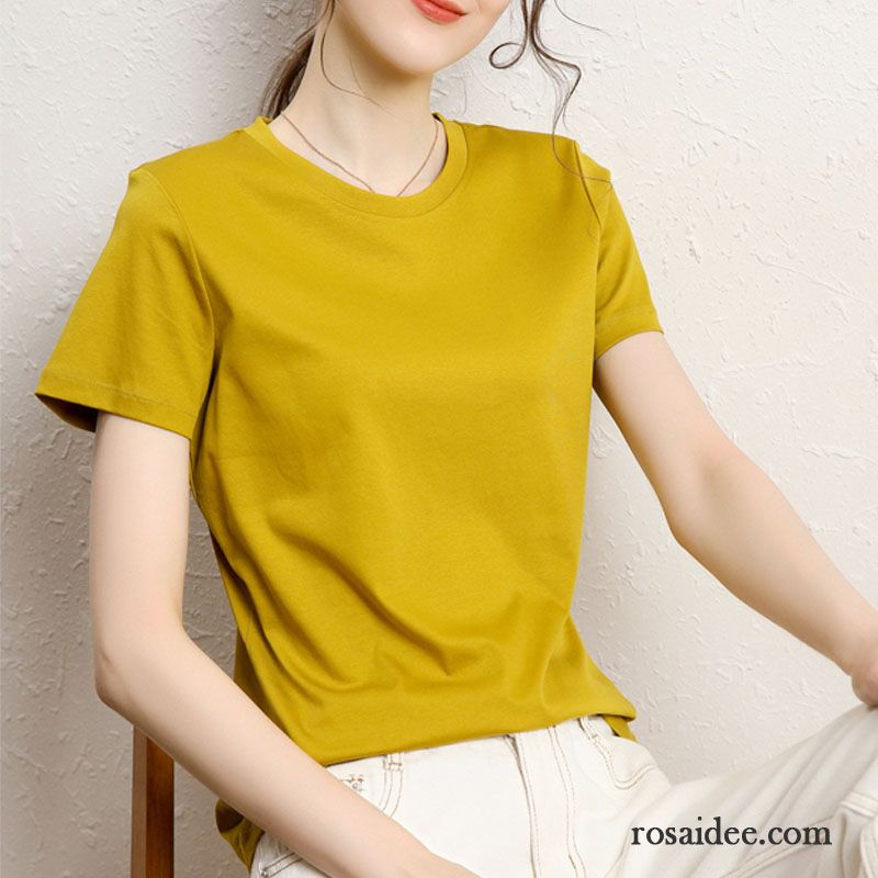 T-shirts Damen V-ausschnitt Neu Rein Mantel Baumwolle Unteres Hemd Grün