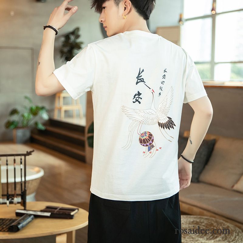 T-shirts Herren Allgleiches Chinesischer Stil Persönlichkeit Trend Baumwolle Kleider Weiß