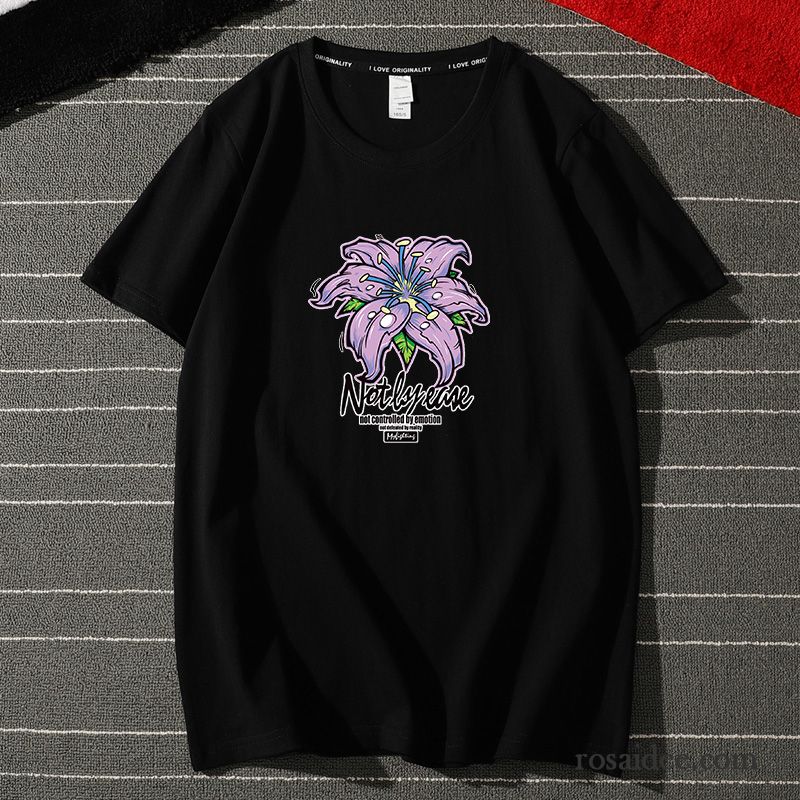 T-shirts Herren Trend Frisch Paar Drucken Lose Freizeit Gelb