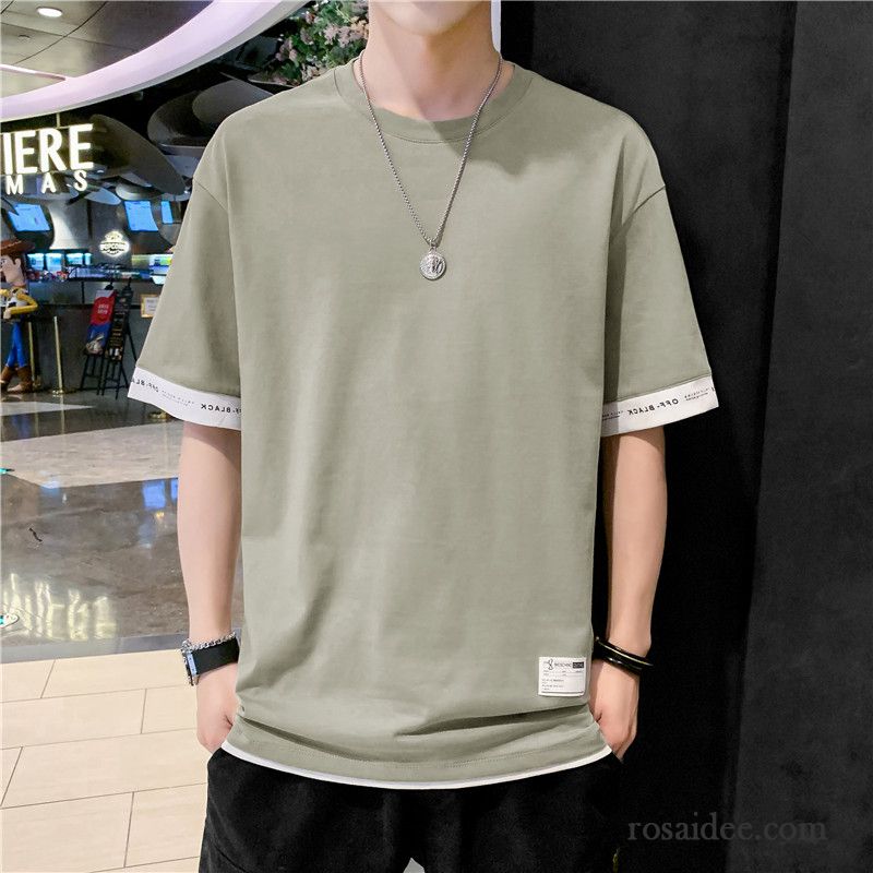 T-shirts Herren Trend Neu Allgleiches Mantel Unteres Hemd Sommer Gelb