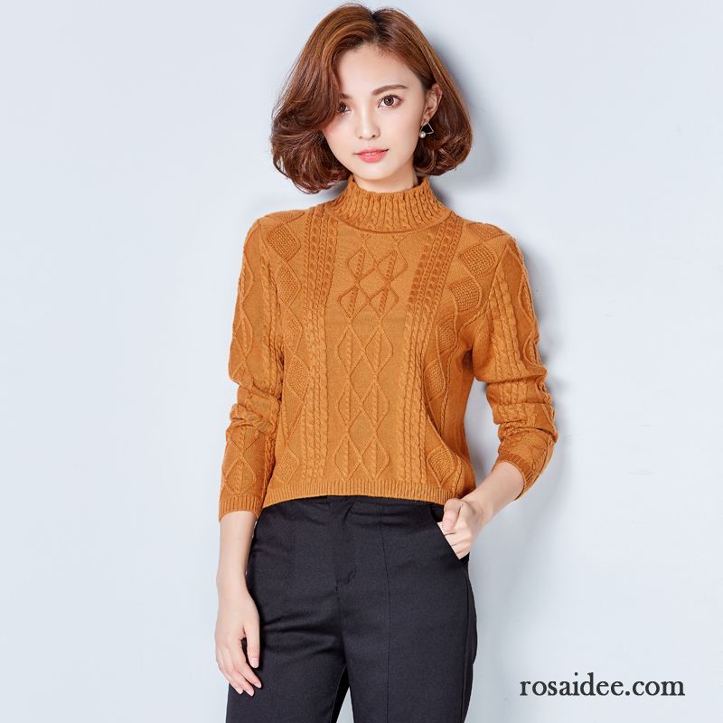 Trendige Pullover Damen Herbst Pullover Lange Ärmel Rein Damen Winter Allgleiches Kurzer Absatz Strickwaren Mode Kaufen