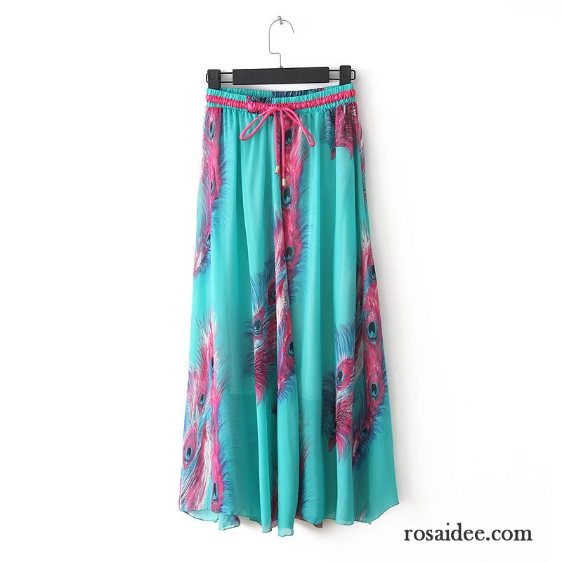 Trägerröcke Für Damen Falten Damen Große Größe Chiffon Fett Strand Langer Rock Blumen