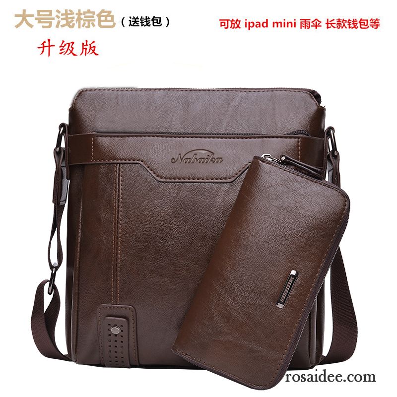 Umhängetasche Herren Braun Trend Taschen Freizeit Vertikaler Schnitt Messenger-tasche Schultertaschen Geschäft Herren Rucksäck Leder Günstig