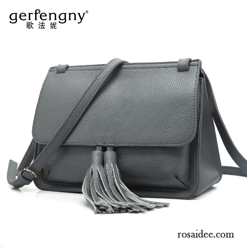 Umhängetasche Leder Damen Sale Das Neue Taschen Einfach Mini Echtleder Schultertaschen Quaste Messenger-tasche Rindsleder Billig