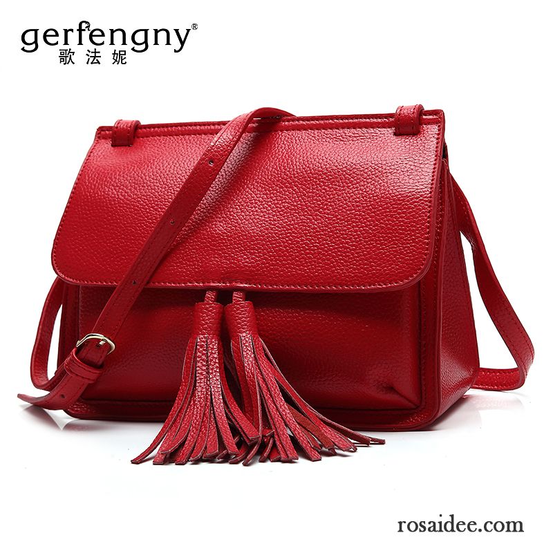 Umhängetasche Leder Damen Sale Das Neue Taschen Einfach Mini Echtleder Schultertaschen Quaste Messenger-tasche Rindsleder Billig