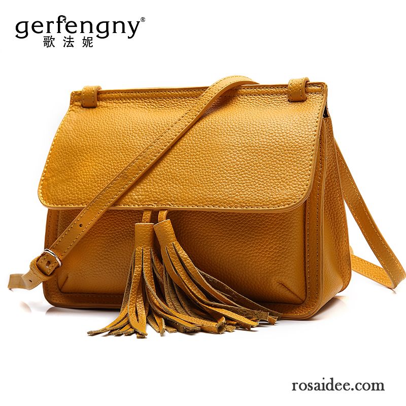 Umhängetasche Leder Damen Sale Das Neue Taschen Einfach Mini Echtleder Schultertaschen Quaste Messenger-tasche Rindsleder Billig