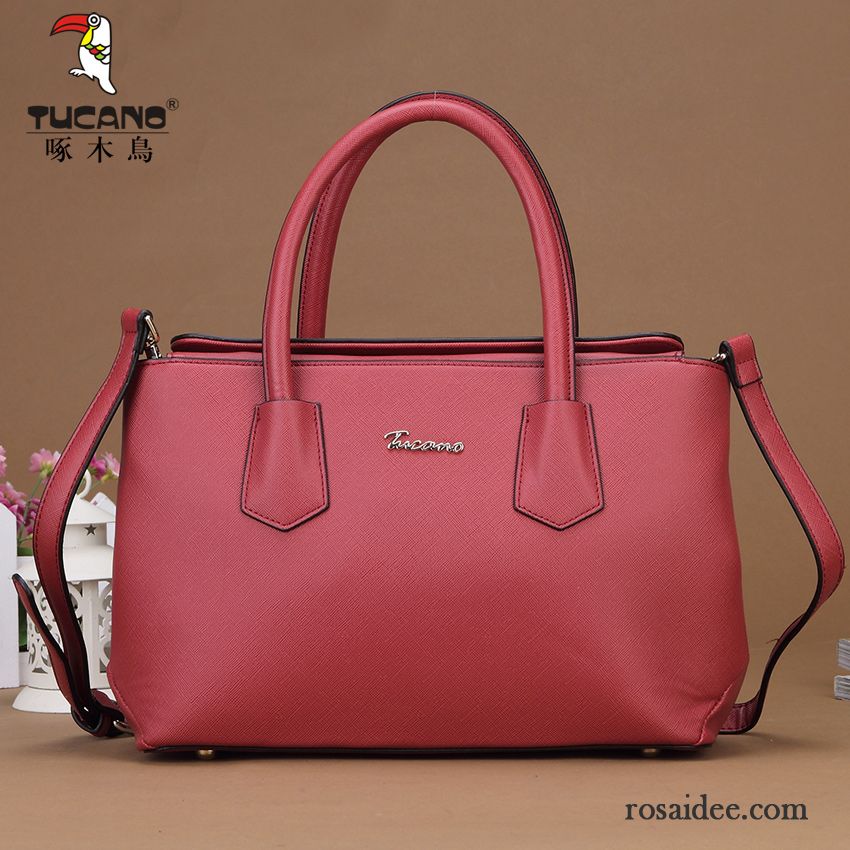 Umhängetasche Leder Rot Trend Damen Sommer Großes Paket Mode Schultertaschen Handtaschen Das Neue Günstig