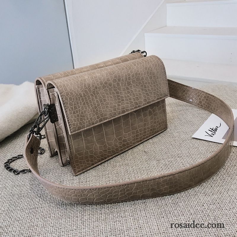 Umhängetaschen Damen Kette Retro Das Neue Messenger-tasche Krokodil-muster Allgleiches Khaki