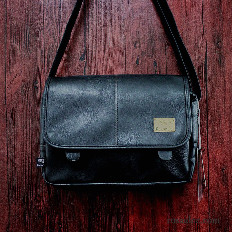 Umhängetaschen Herren Multifunktion Schüler Messenger-tasche Freizeit Trend Retro Schwarz