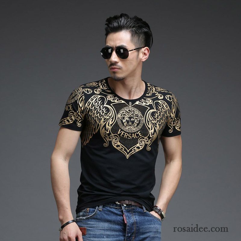 Unterziehshirt Herren Kurzarm Mode Herren Golden Trend Drucken Sommer Muster