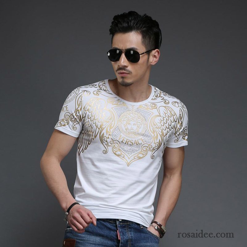 Unterziehshirt Herren Kurzarm Mode Herren Golden Trend Drucken Sommer Muster