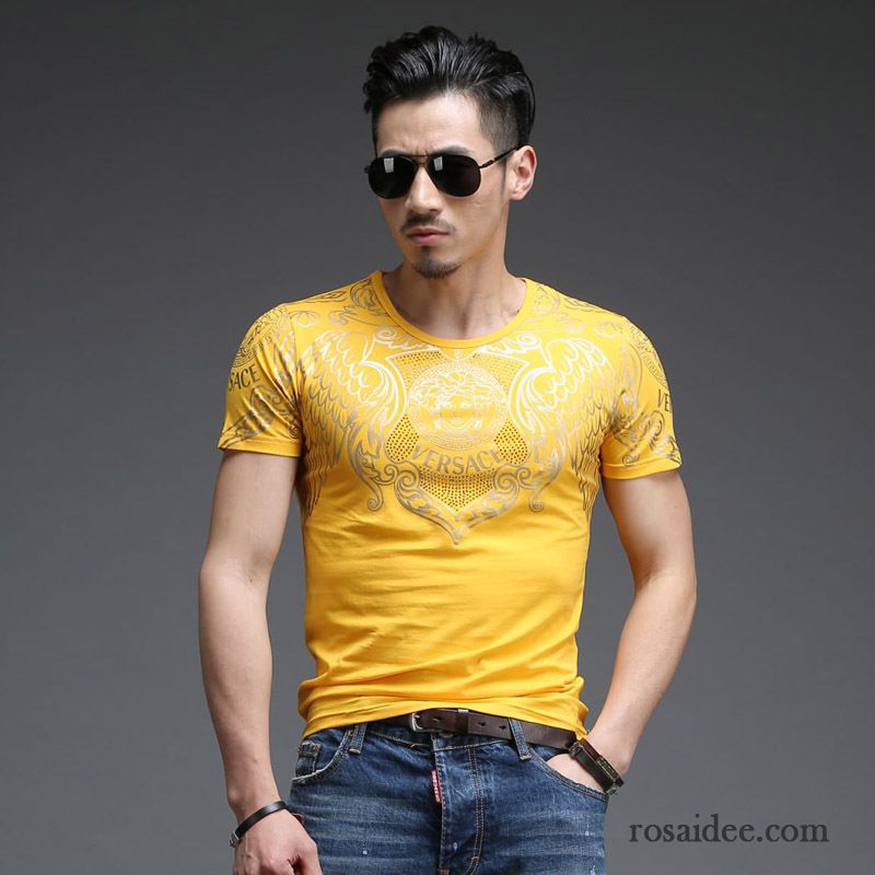 Unterziehshirt Herren Kurzarm Mode Herren Golden Trend Drucken Sommer Muster