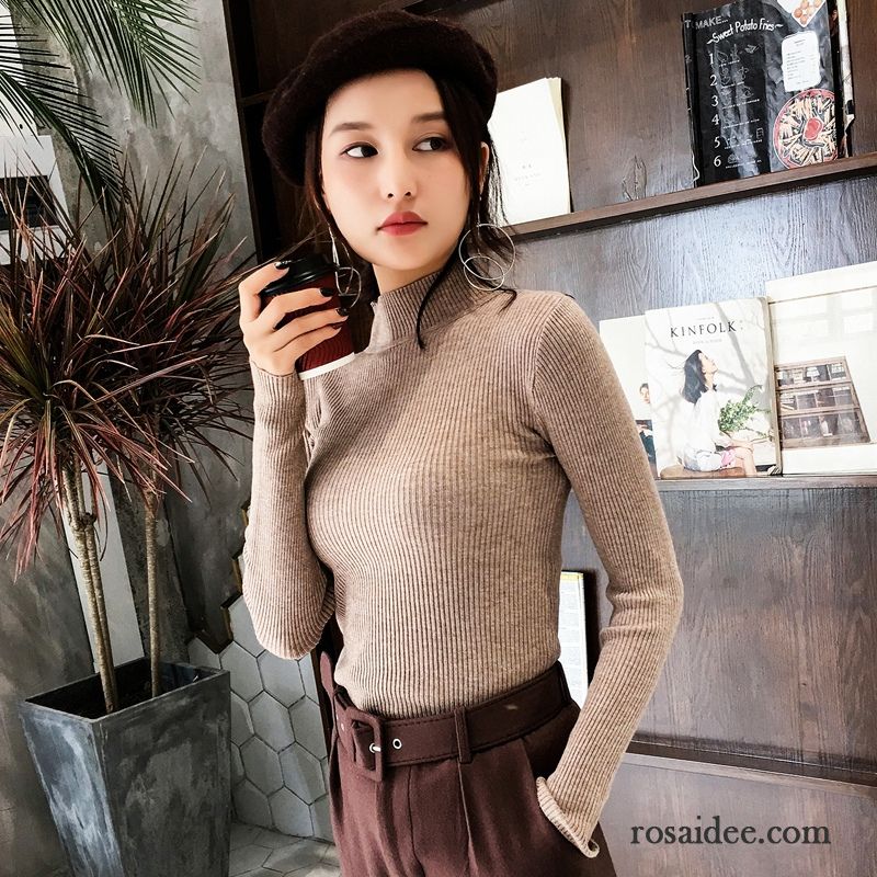 V Ausschnitt Pullover Damen Dünn Herbst Neu Damen Kurzer Absatz Strickwaren Lange Ärmel Hell Pullover Unteres Hemd Fest Verkaufen