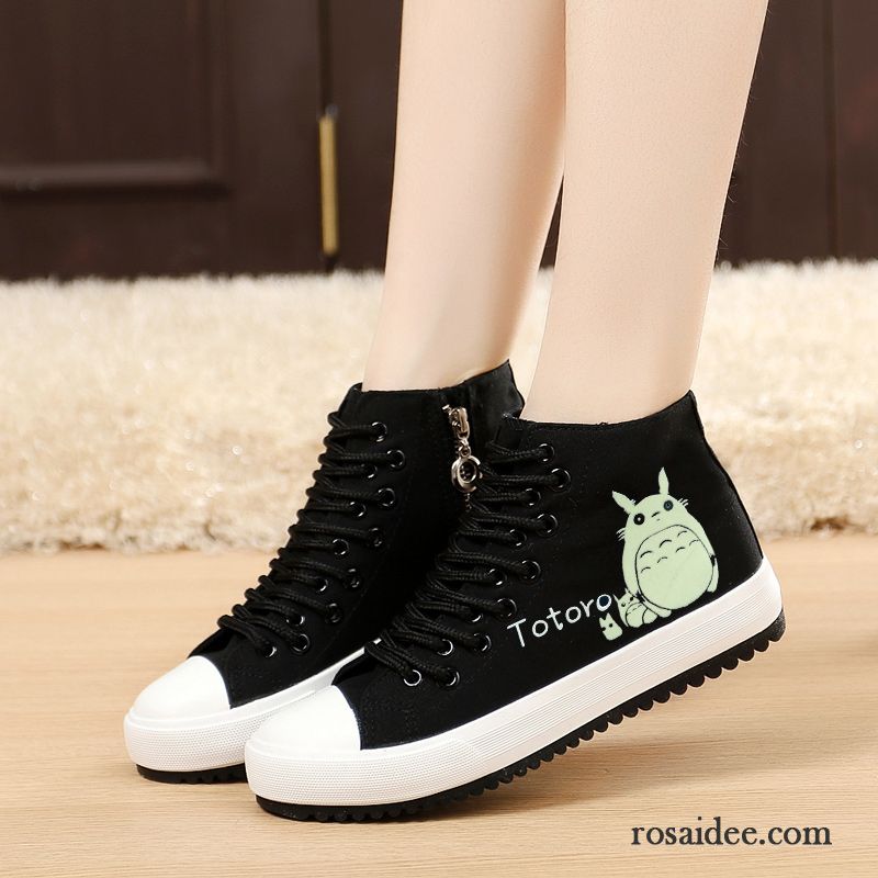 Wanderschuhe Damen Sommer Feder Flache Weiß Schüler Skaterschuhe Langschaft Allgleiches Casual Damen Tuch Schuhe Billig